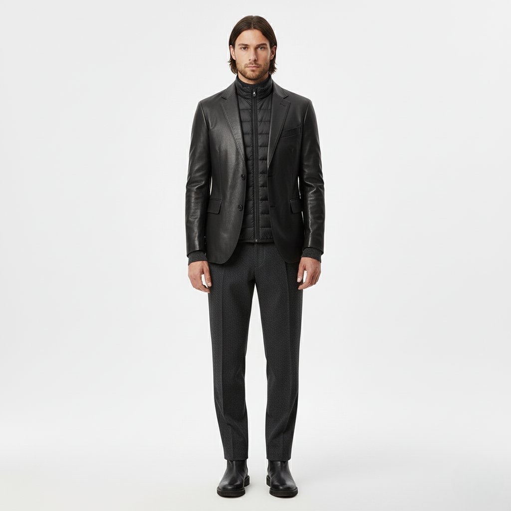 Men's Faux-Leather Blazer