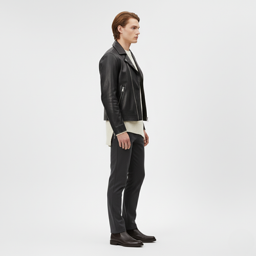 Men's Faux-Leather Biker Jacket