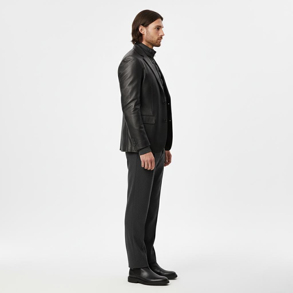 Men's Faux-Leather Blazer