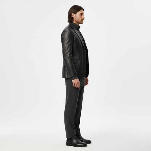 Men's Faux-Leather Blazer