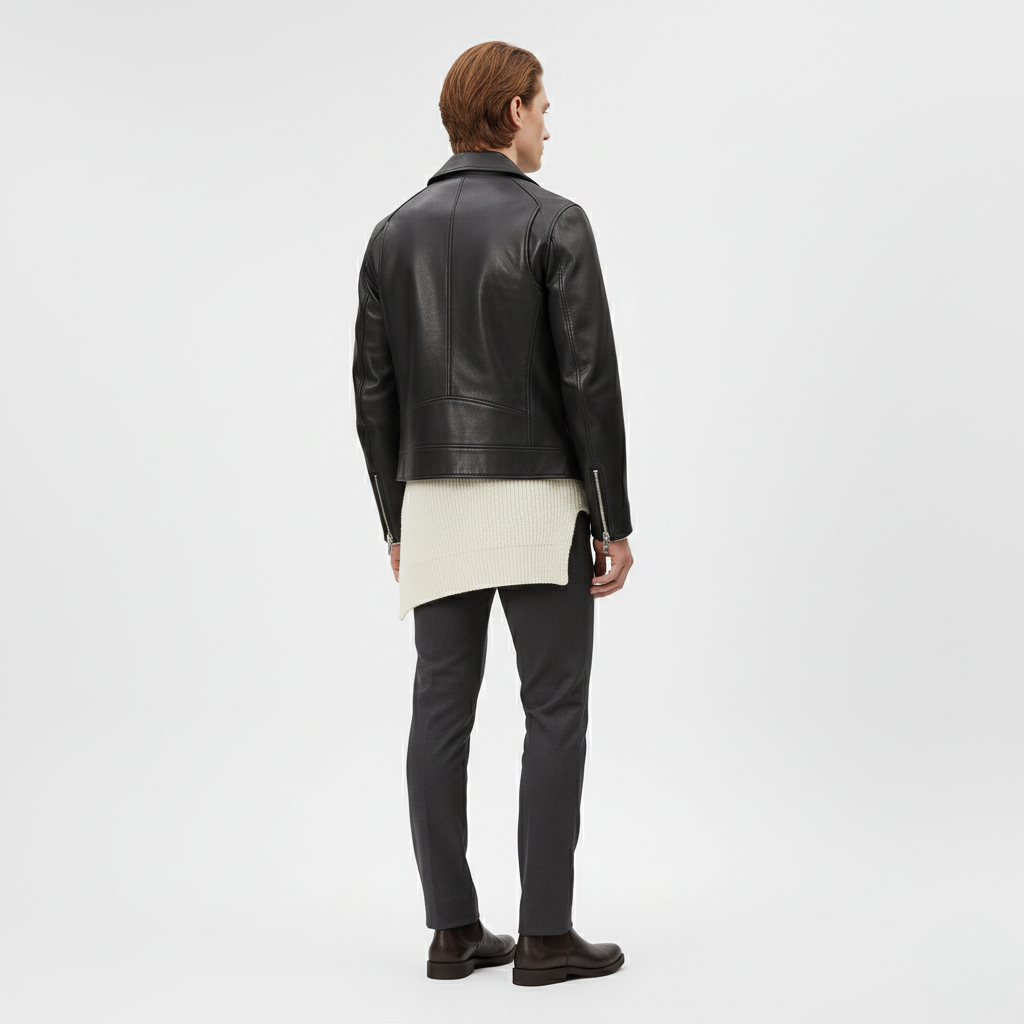 Men's Faux-Leather Biker Jacket