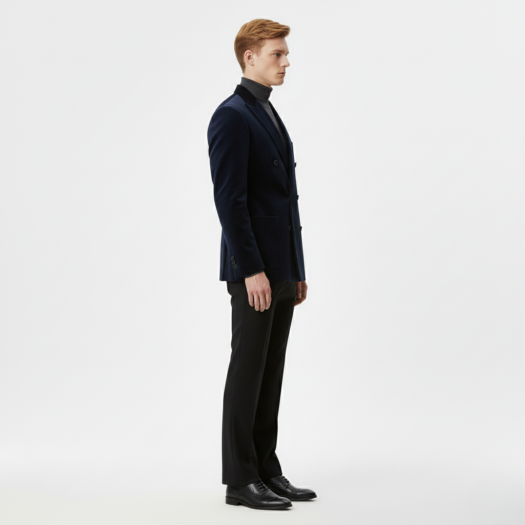 Men's Velvet-Finish Double-Breasted Blazer