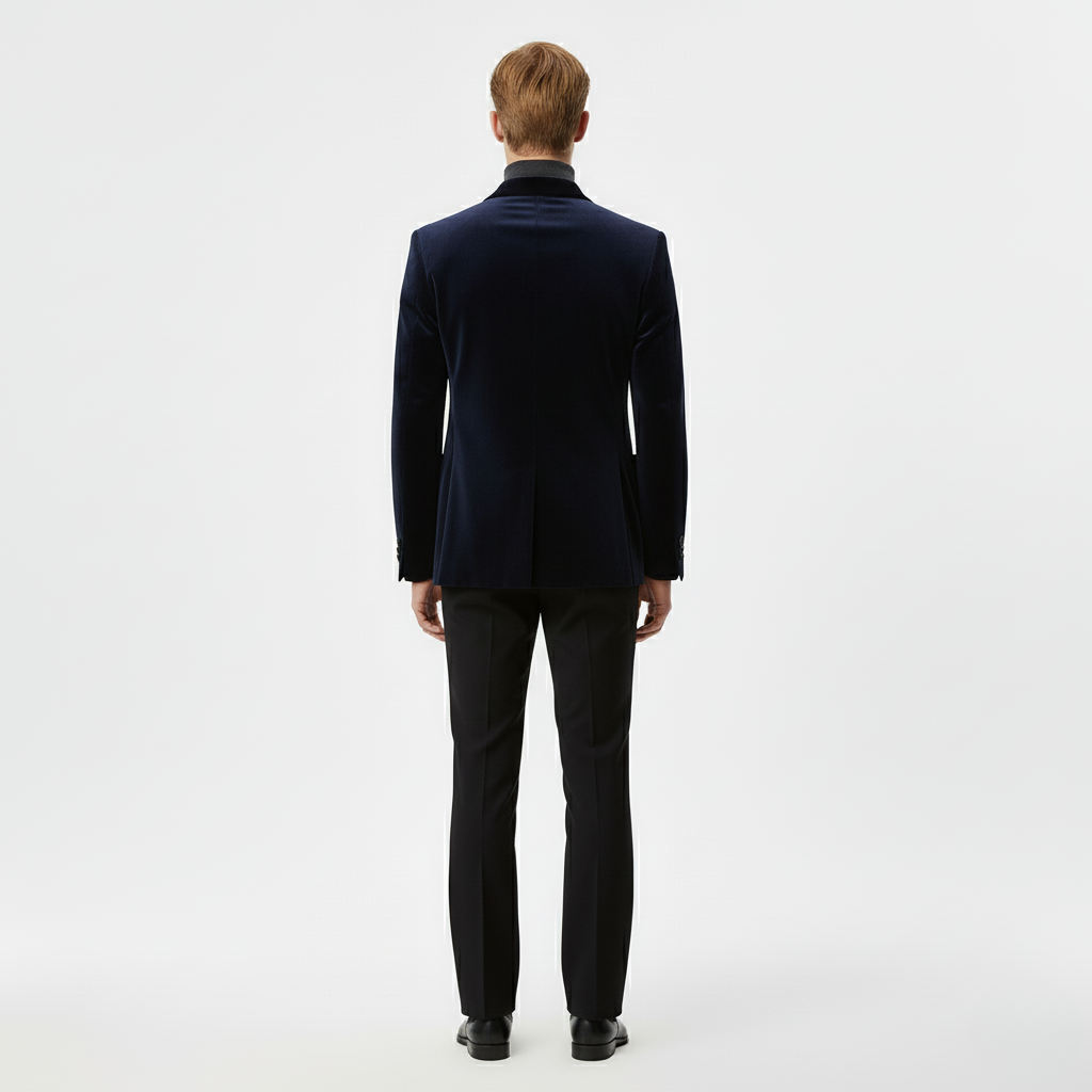 Men's Velvet-Finish Double-Breasted Blazer